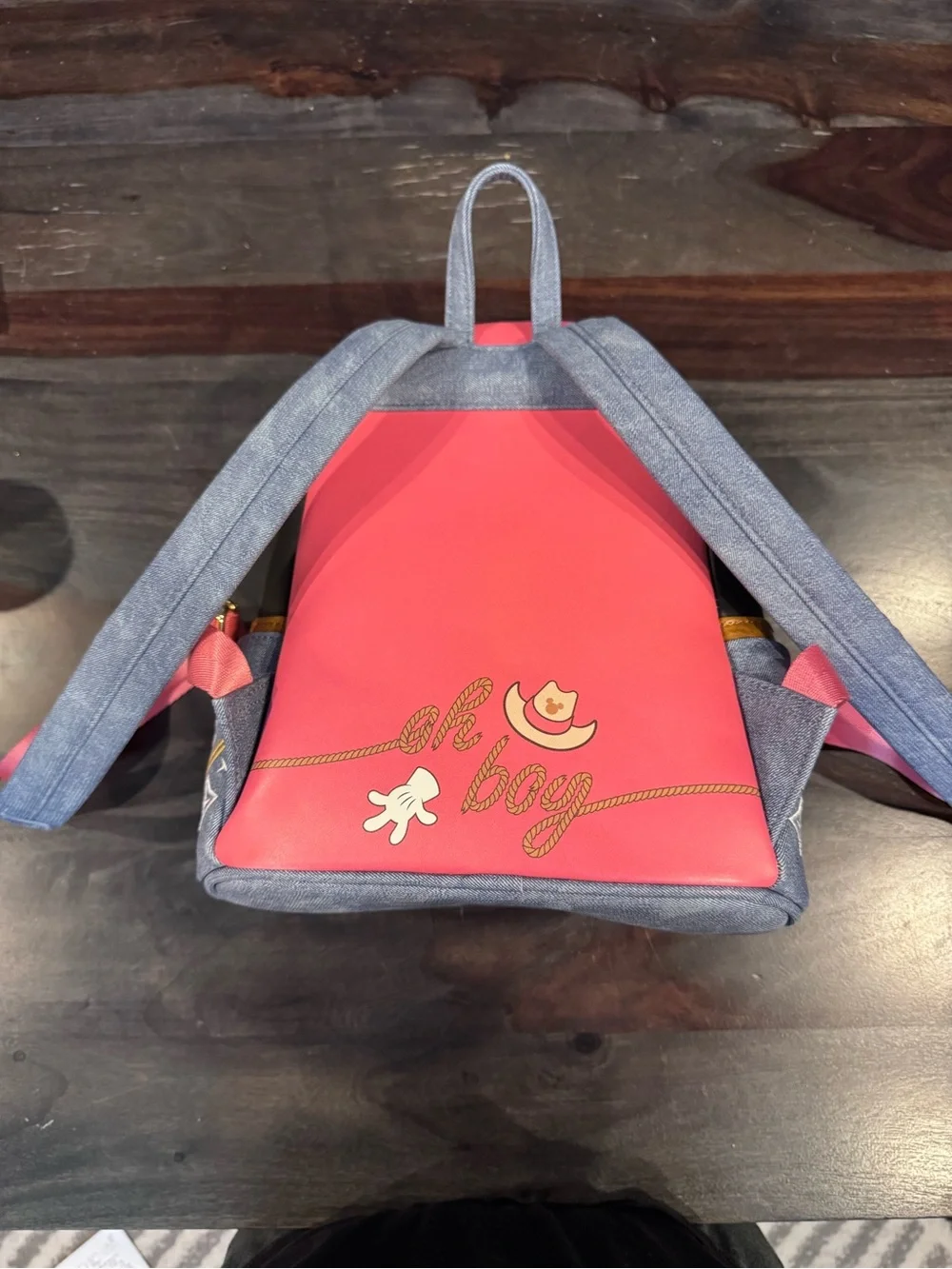 Disney Loungefly Mickey Cowboy Pink Plaid Mini Backpack